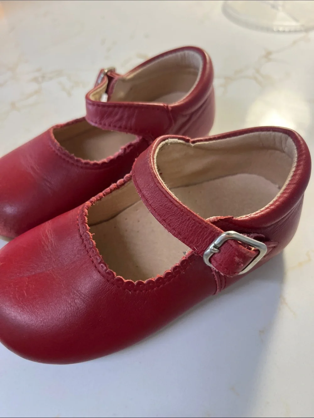 Girls' Red Mary Jane Dress Shoes with Buckle Strap